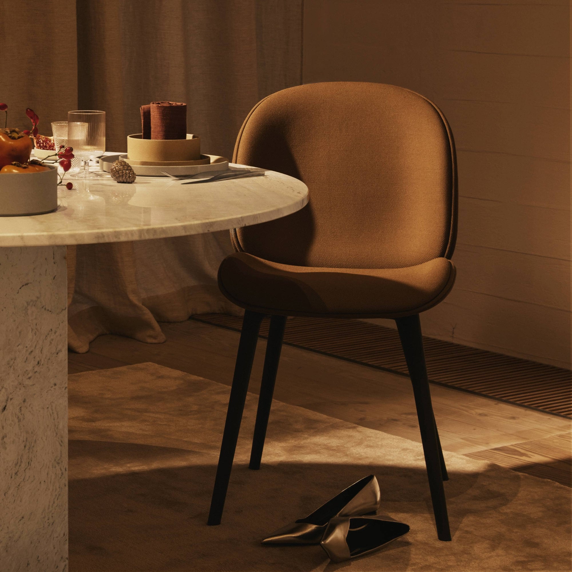 Beetle Black Plastic Base Dining Chair - Fully Upholstered Chairs Gubi 