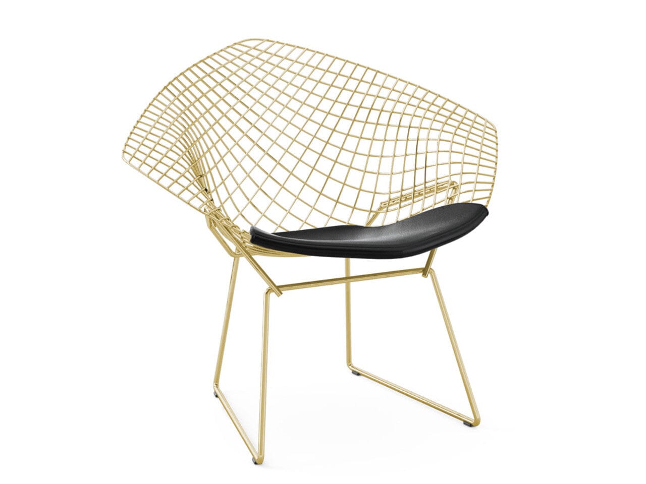 Bertoia Gold Plated Small Diamond Chair With Seat Pad lounge chair Knoll 
