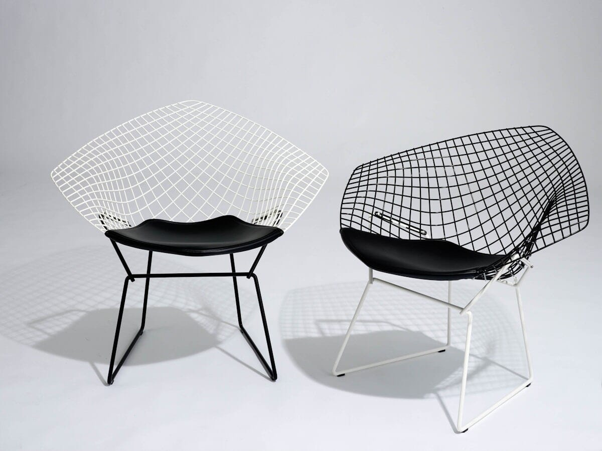 Bertoia Two-Tone Diamond Chair with Seat Cushion Side/Dining Knoll 