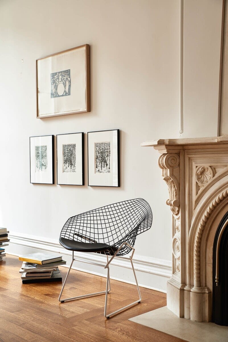 Bertoia Two-Tone Diamond Chair with Seat Cushion Side/Dining Knoll 