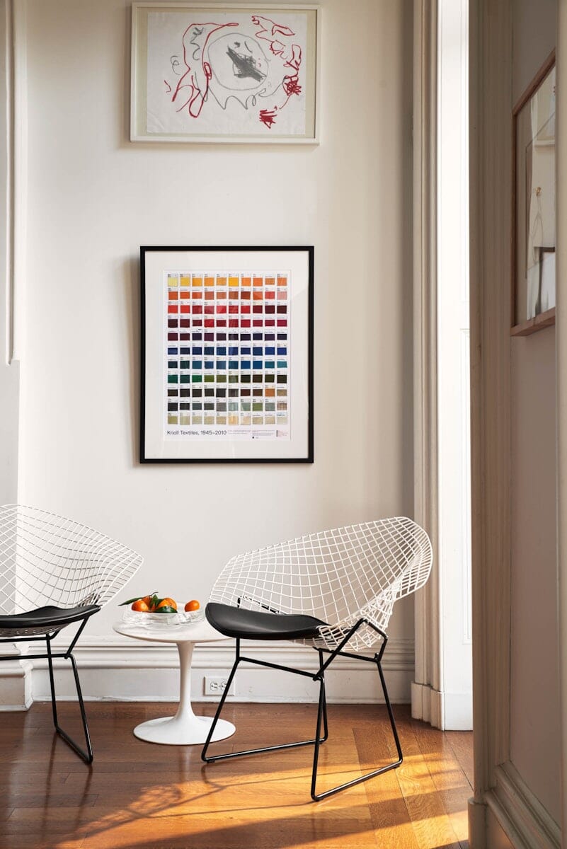 Bertoia Two-Tone Diamond Chair with Seat Cushion Side/Dining Knoll 