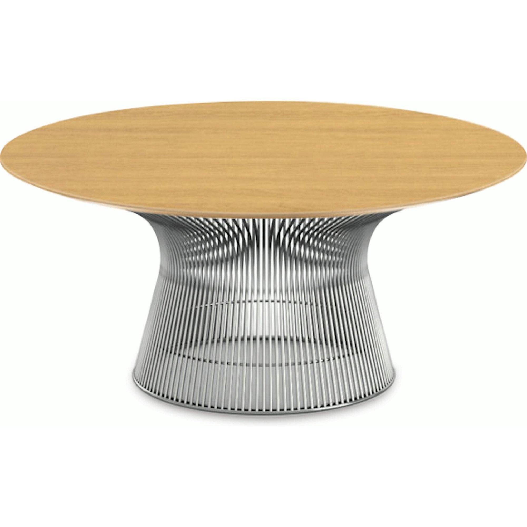 Platner Nickel 36" Coffee Table Coffee Tables Knoll Veneer Light Oak Top 