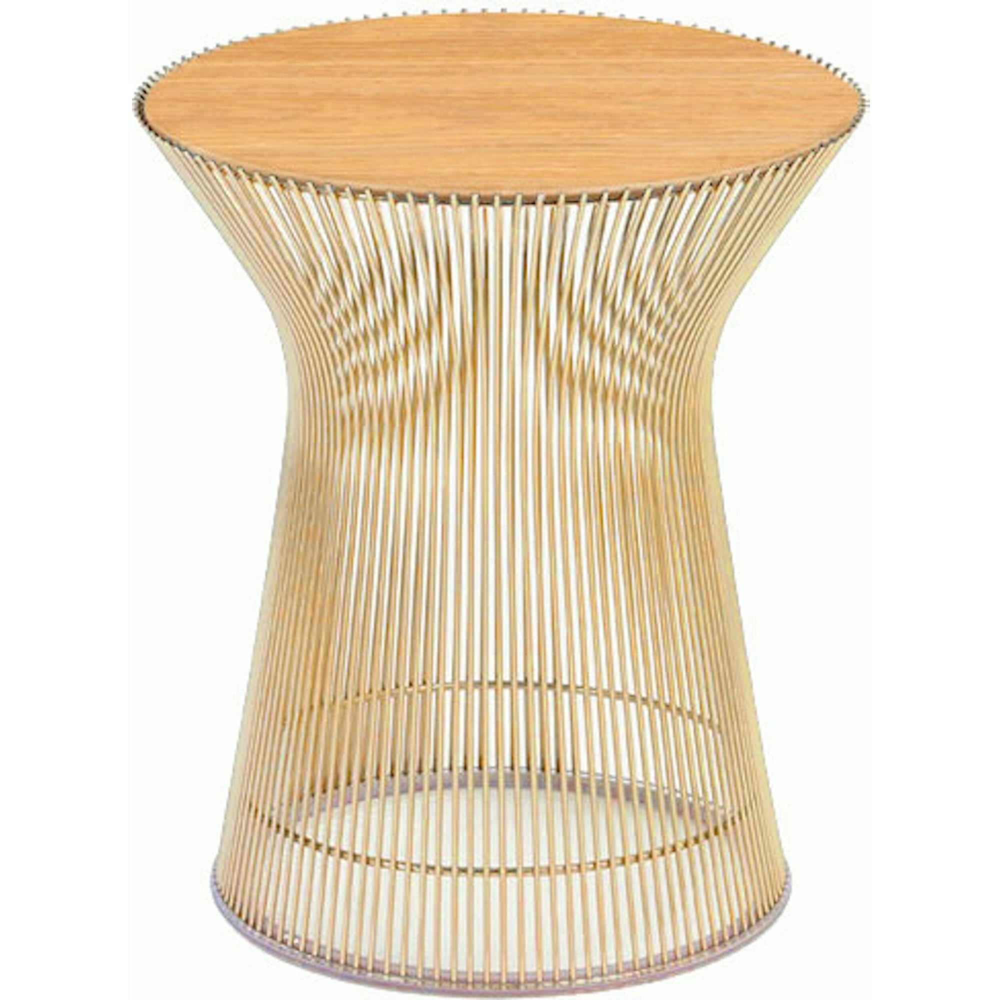 Platner Side Table - Gold side/end table Knoll 18K Gold plated Light Oak 