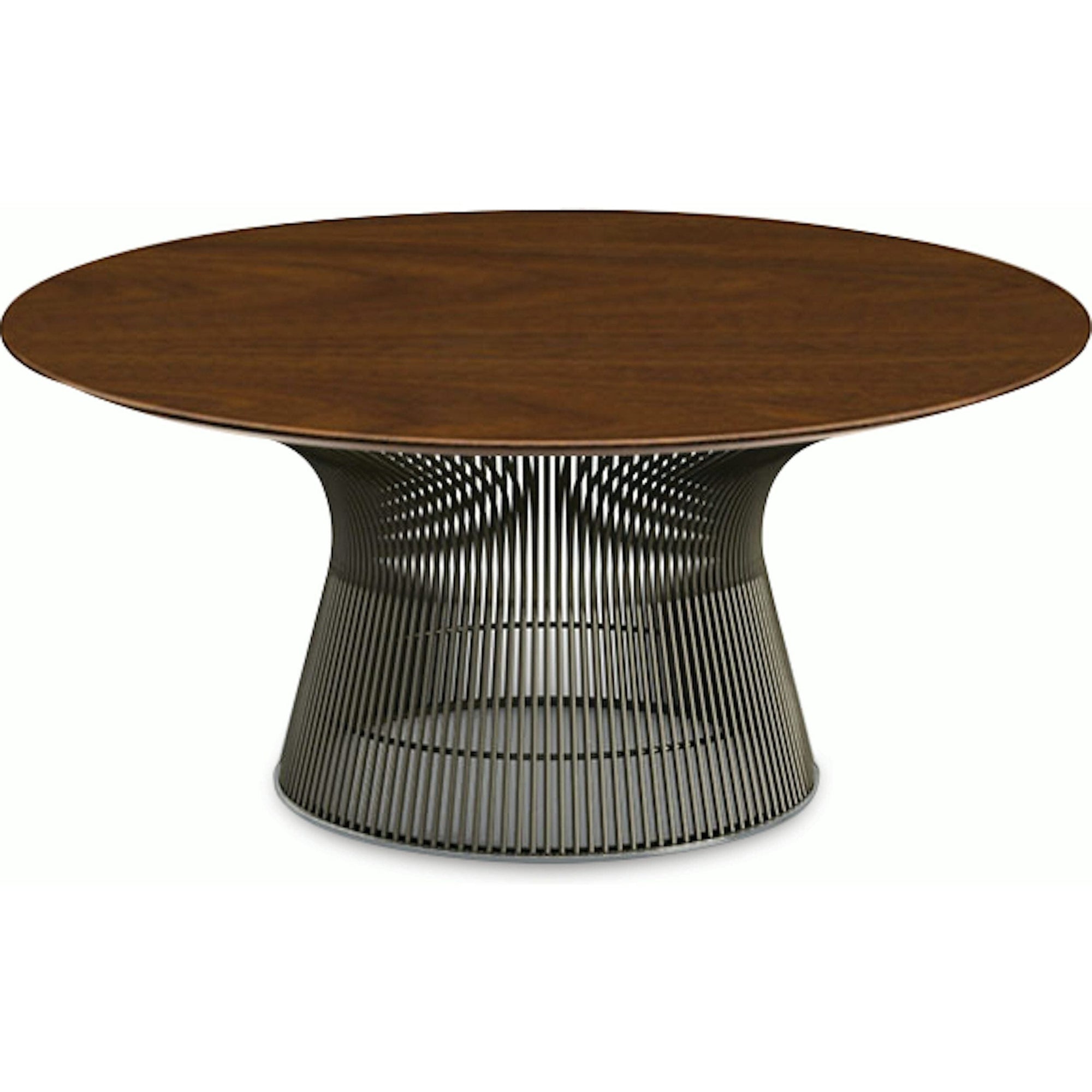 Platner Bronze 36" Coffee Table Coffee Tables Knoll Veneer Light Walnut Top 