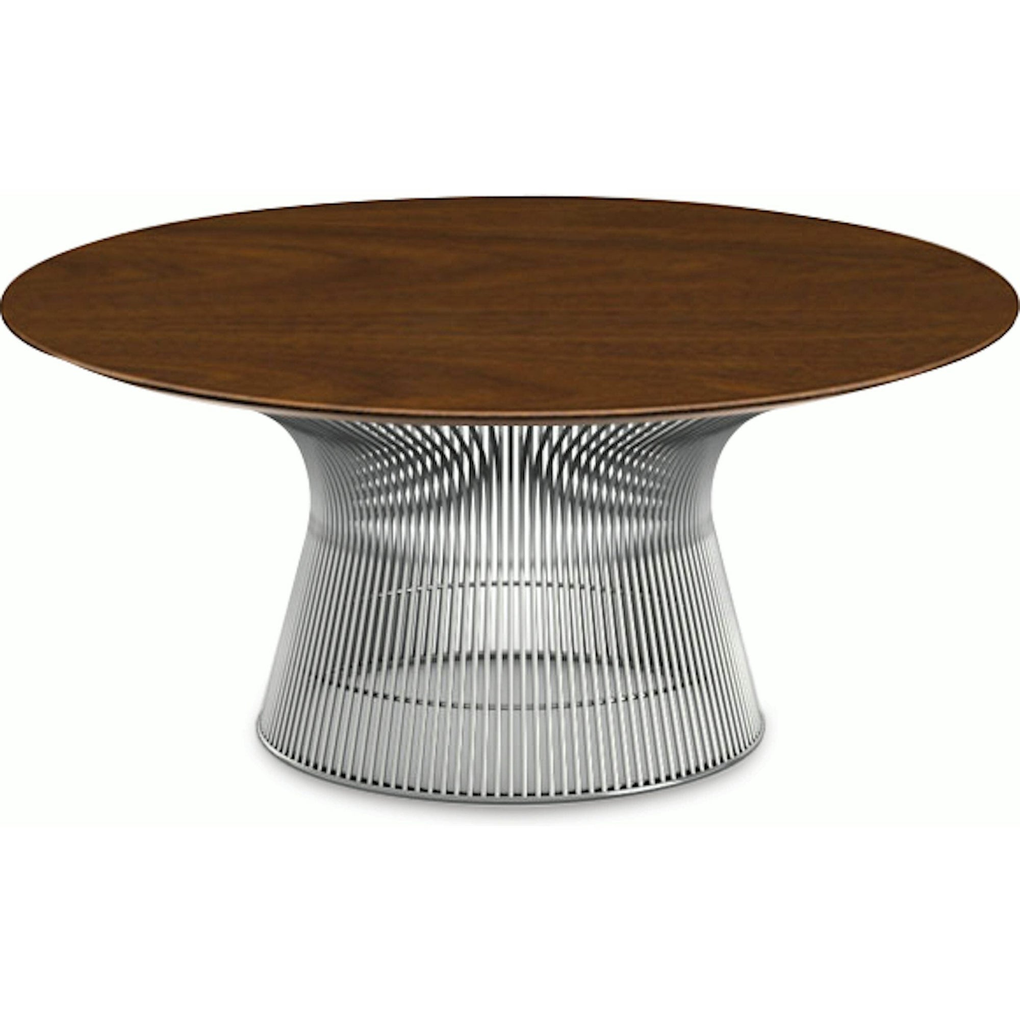 Platner Nickel 36" Coffee Table Coffee Tables Knoll Veneer Light Walnut Top 