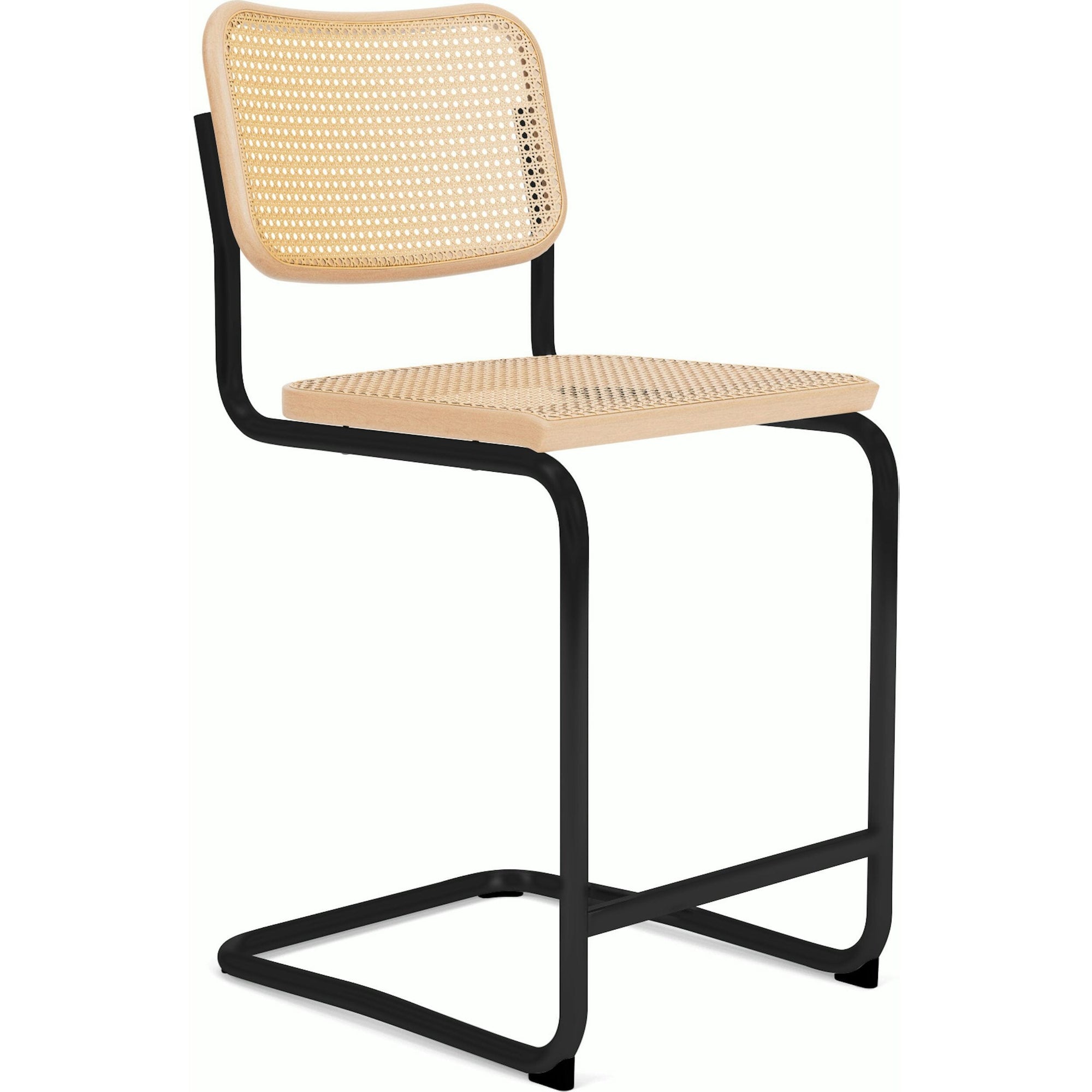 Cesca Stool–Cane Seat & Back Stools Knoll Counter Height Natural Beech Black