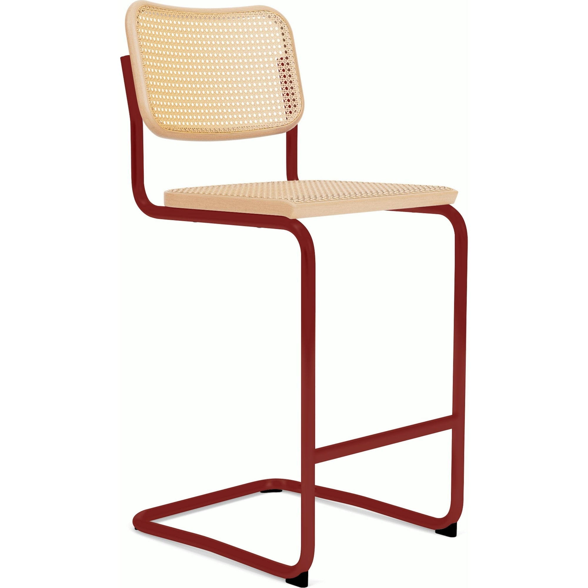 Cesca Stool–Cane Seat & Back Stools Knoll Bar Height Natural Beech Red