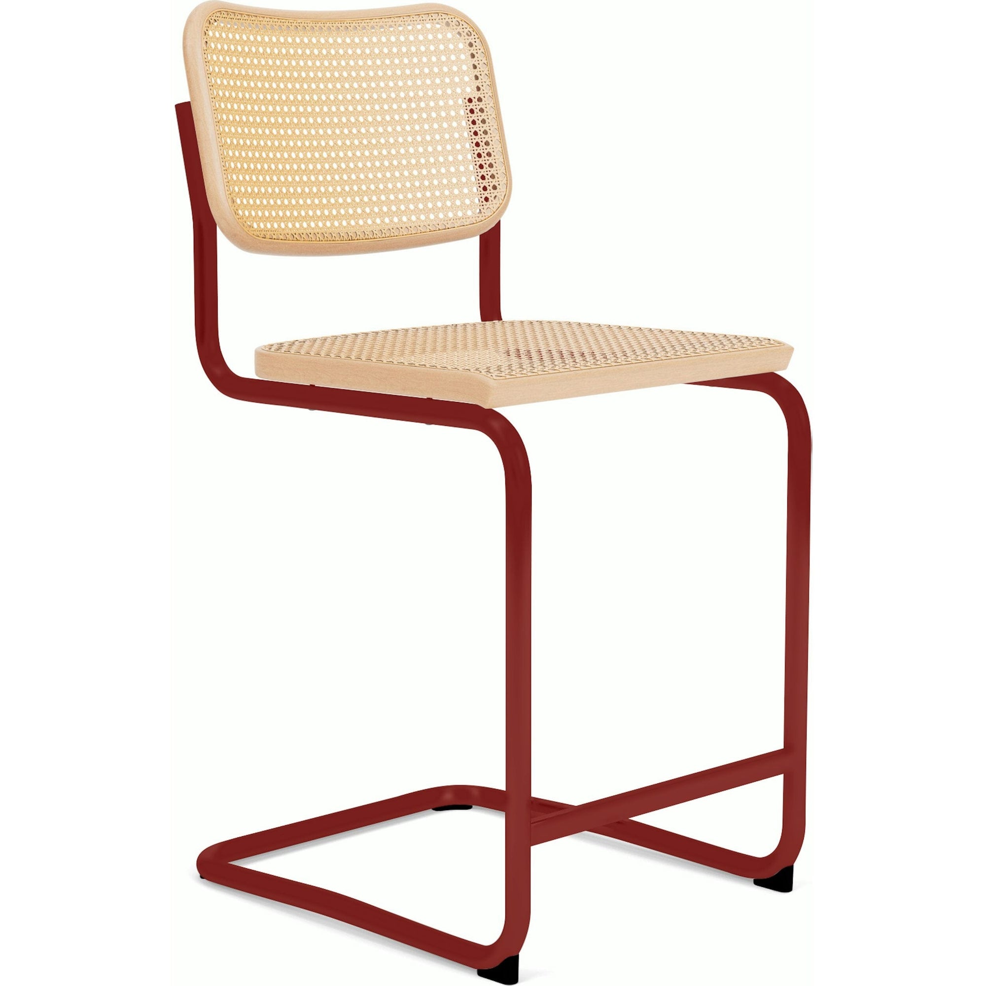 Cesca Stool–Cane Seat & Back Stools Knoll Counter Height Natural Beech Red