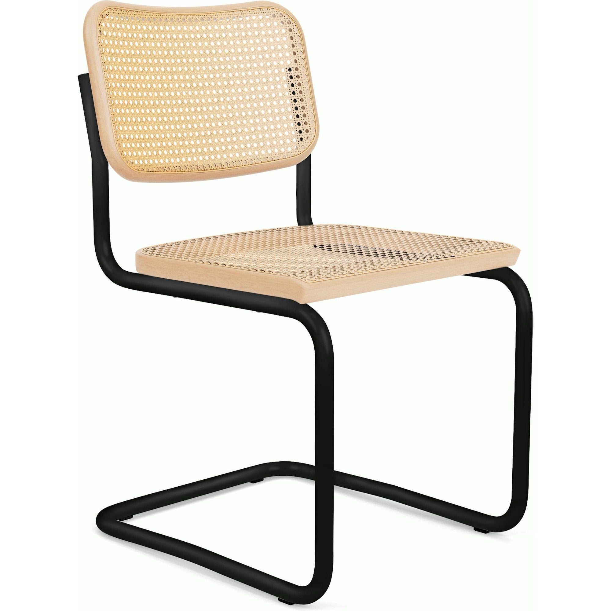 Cesca Cane Chair Side/Dining Knoll Armless Natural Beech Black