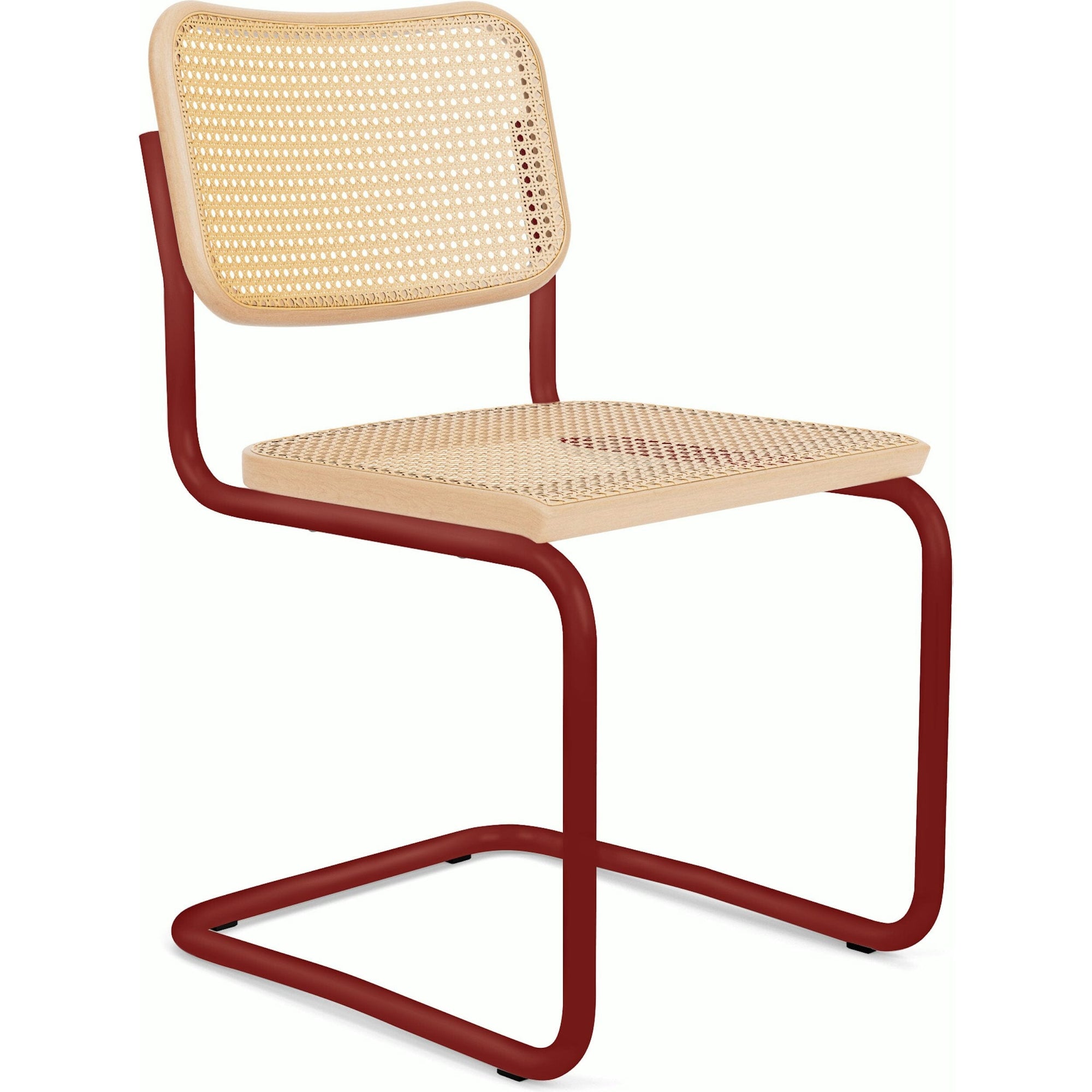 Cesca Cane Chair Side/Dining Knoll Armless Natural Beech Red
