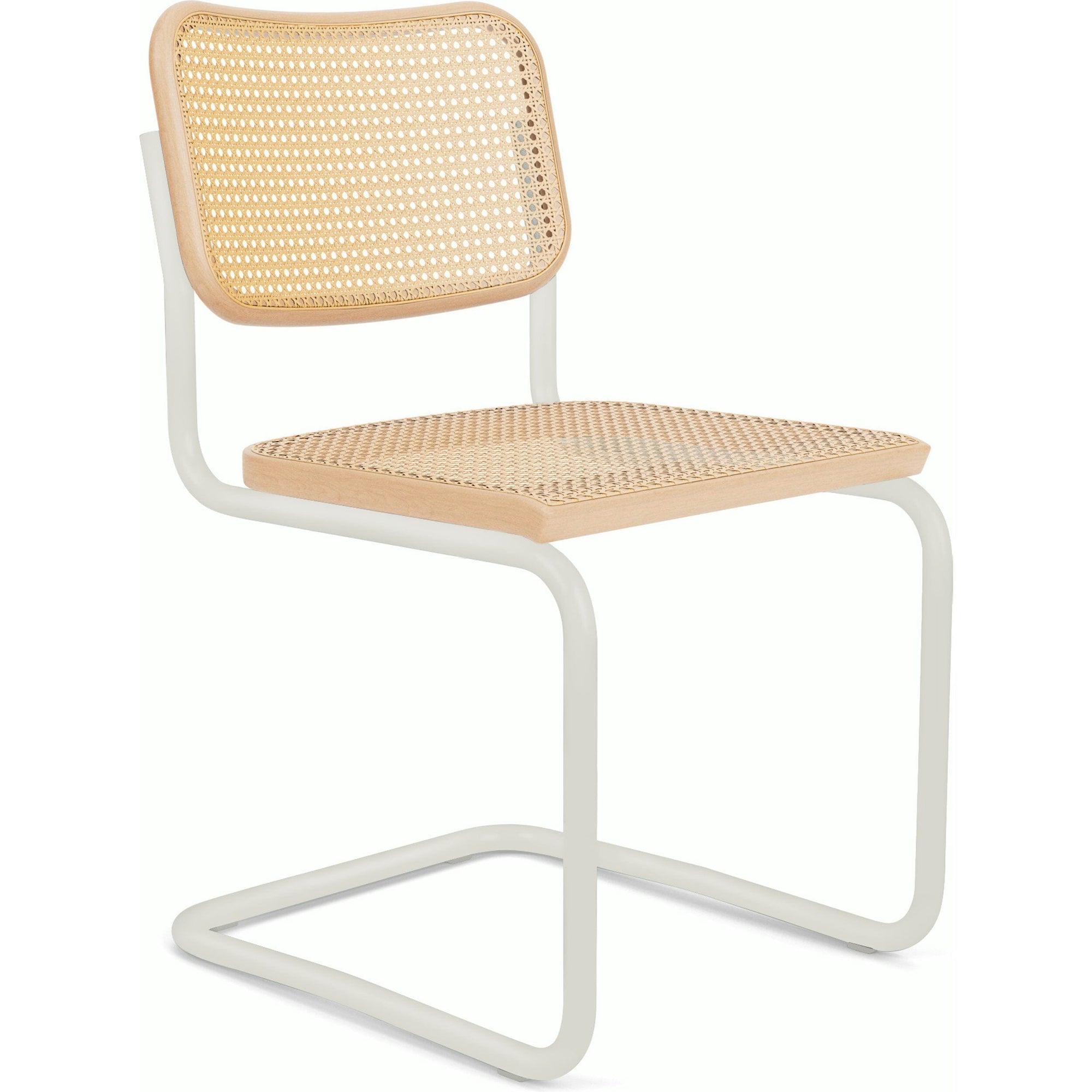 Cesca Cane Chair Side/Dining Knoll Armless Natural Beech White
