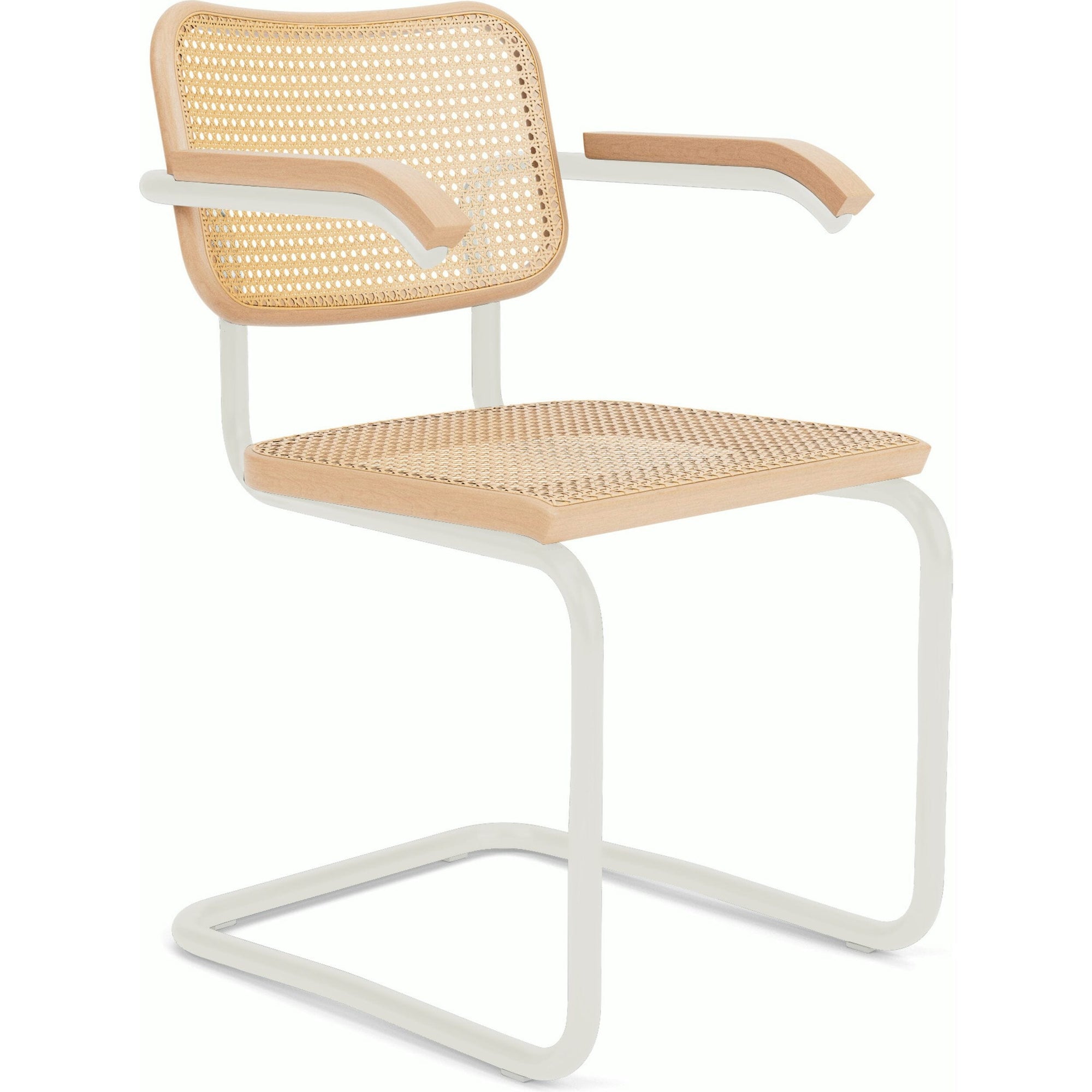 Cesca Cane Chair Side/Dining Knoll Arm Chair Natural Beech White