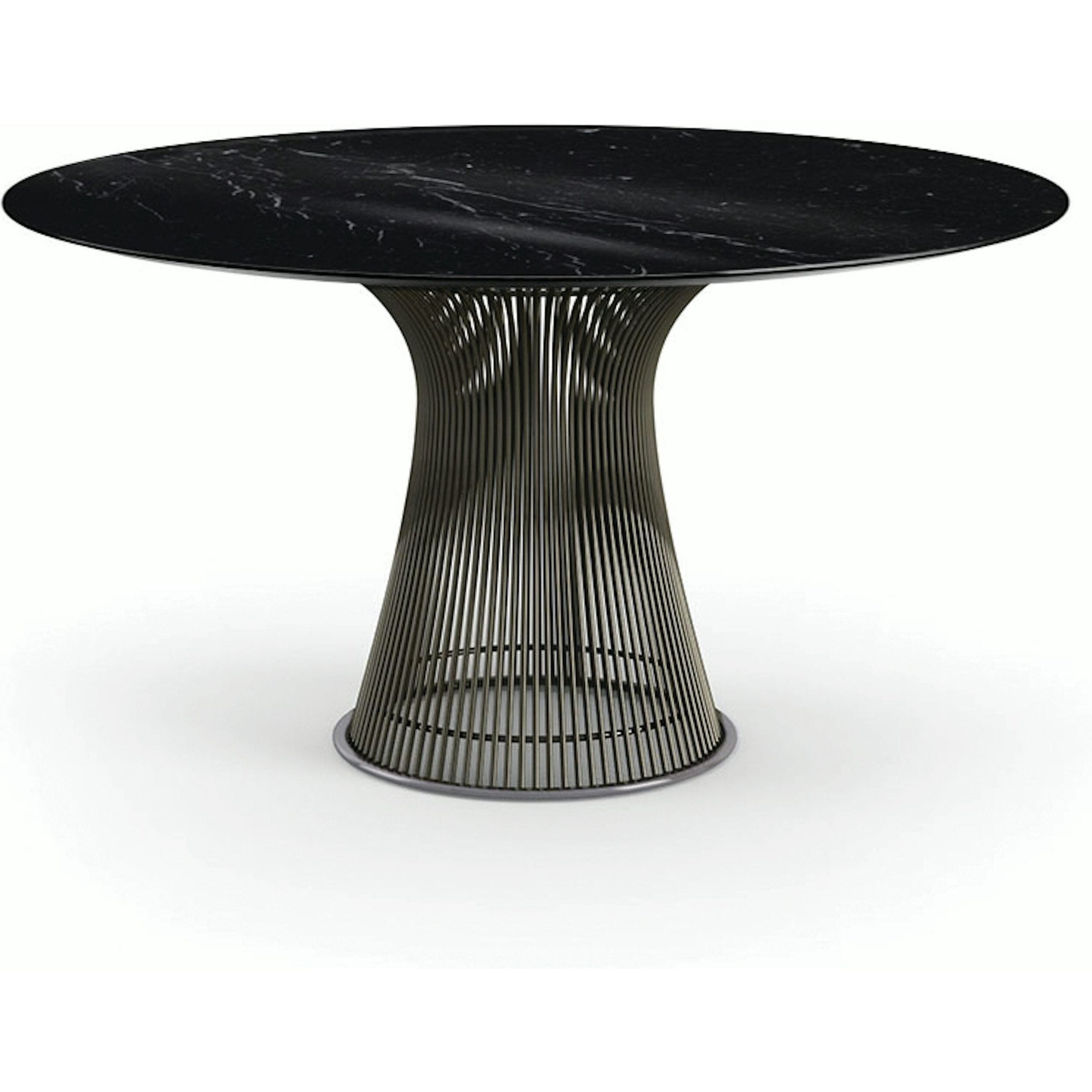 Platner Dining Table - 54 Inch Dining Tables Knoll Metallic Bronze Nero Marquina marble, Shiny finish 