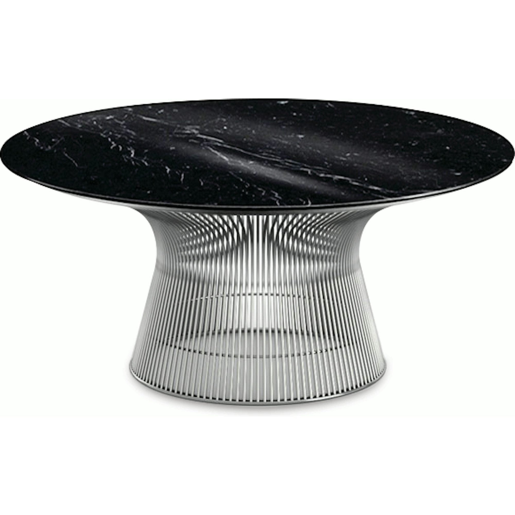 Platner Nickel 36" Coffee Table Coffee Tables Knoll Polished Finish Nero Marquina Marble Top: Black 