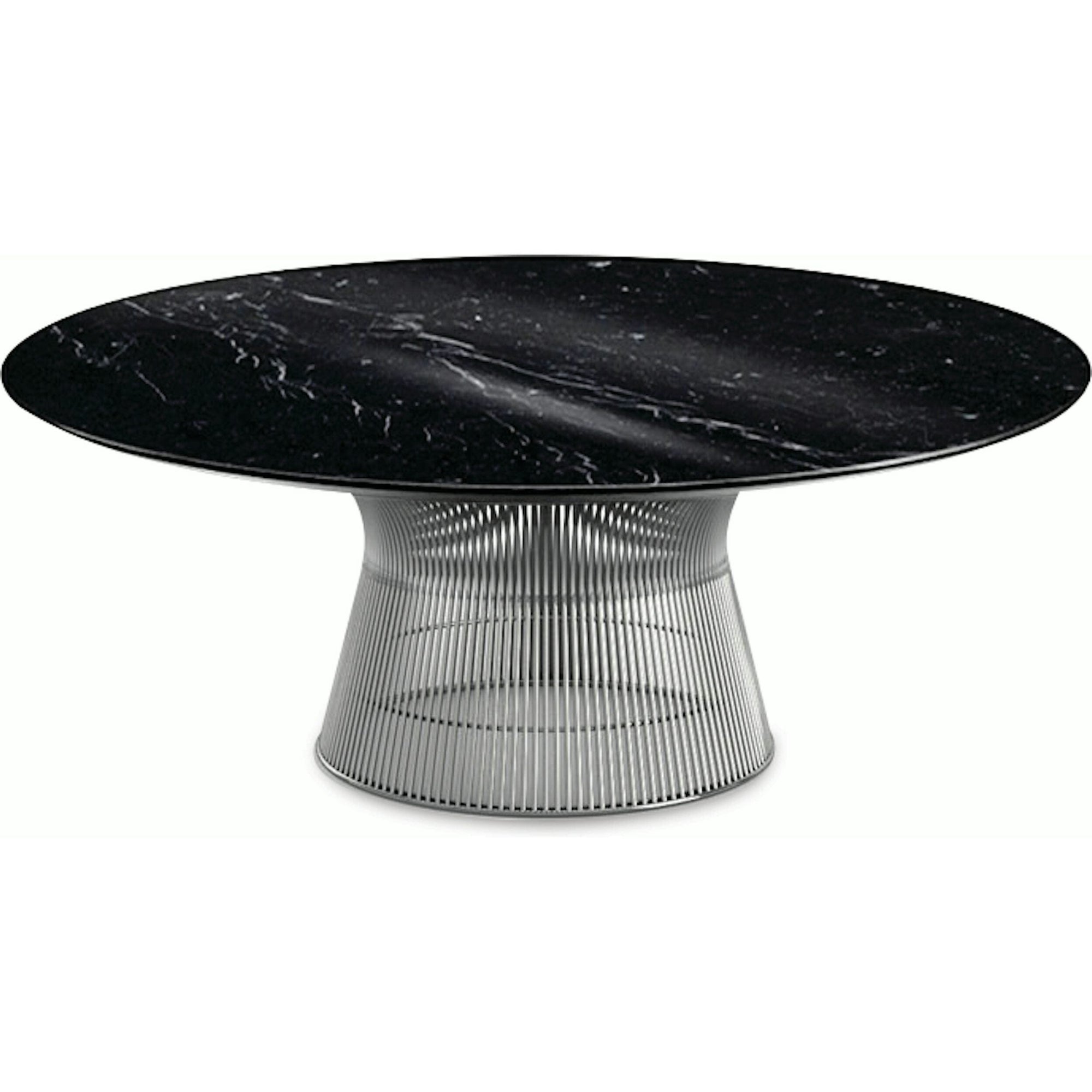 Platner Nickel 42" Coffee Table Coffee Tables Knoll Polished Finish Nero Marquina Marble Top: Black 