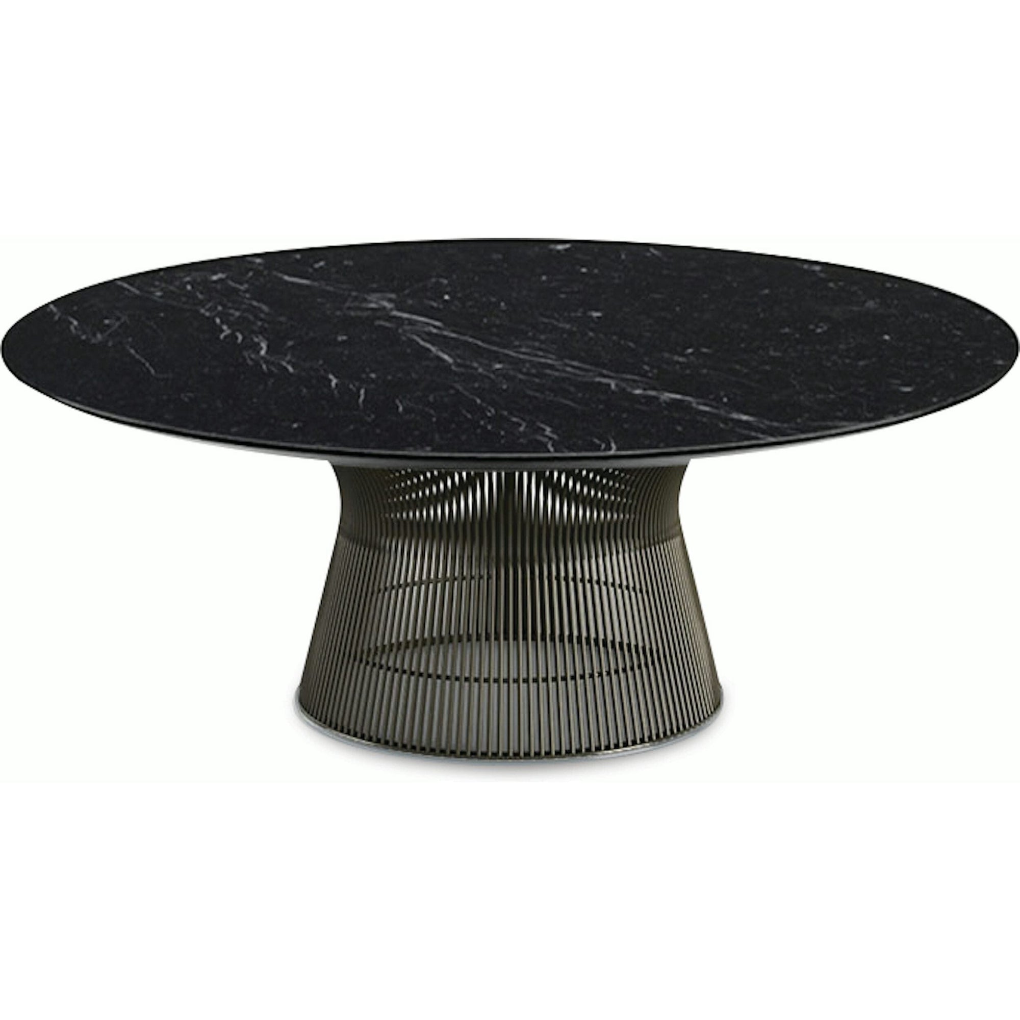 Platner Bronze 42" Coffee Table Coffee Tables Knoll Satin Finish Nero Marquina Marble Top: Black 