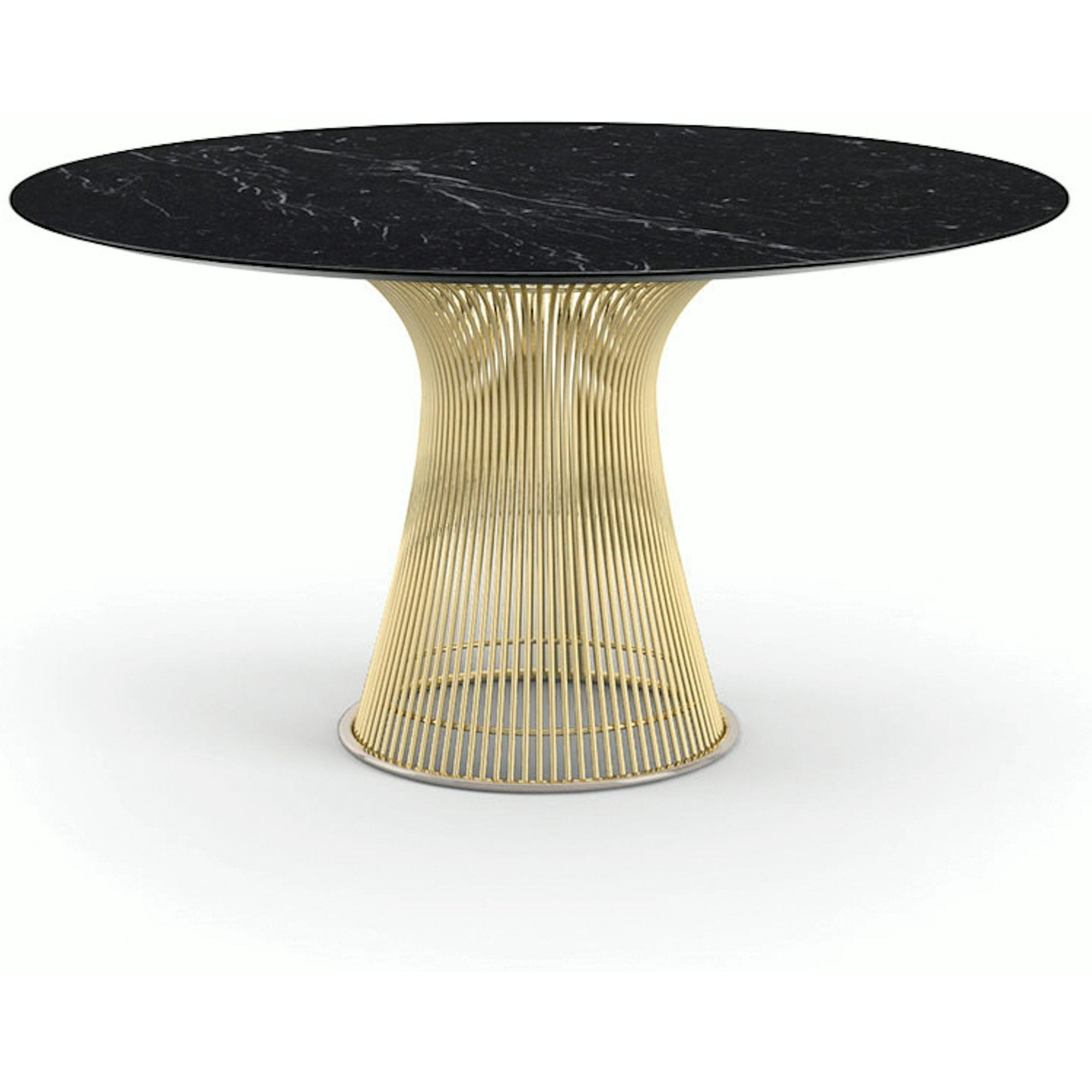 Platner Dining Table - 54 Inch Dining Tables Knoll 18K Gold Plated Nero Marquina marble, Satin finish 