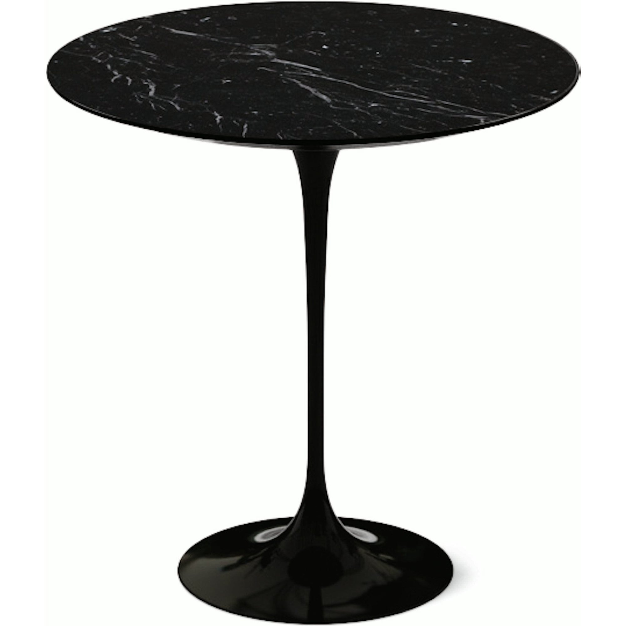 Saarinen Side Table - 20” Round side/end table Knoll Black Nero Marquina marble, Satin finish 