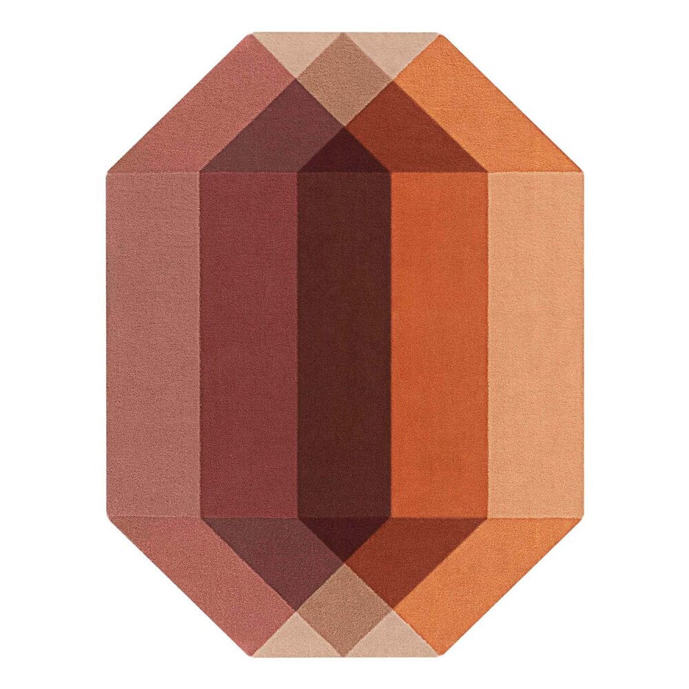 Diamond Rug Hand Tufted Rug Gan 5’7" x 7’3" Orange-Wine 