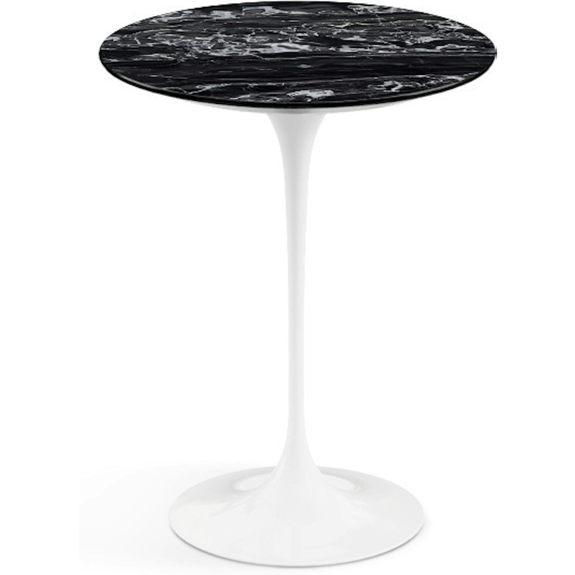 Saarinen Side Table - 16" Round side/end table Knoll White Portoro marble, Satin finish 