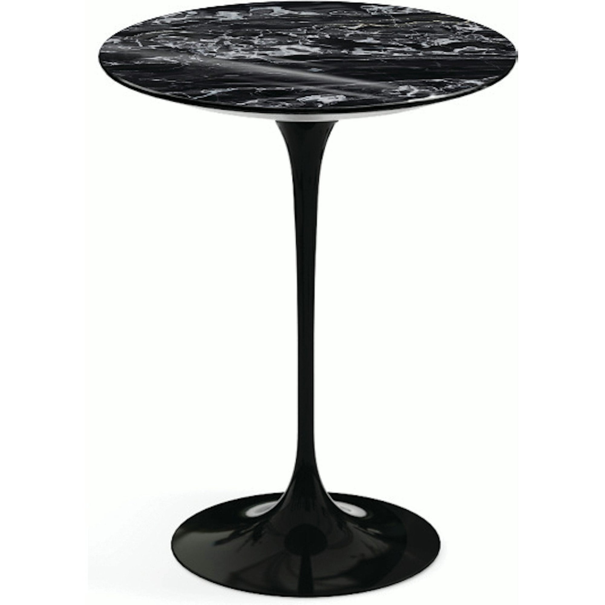 Saarinen Side Table - 16" Round side/end table Knoll Black Portoro marble, Shiny finish 
