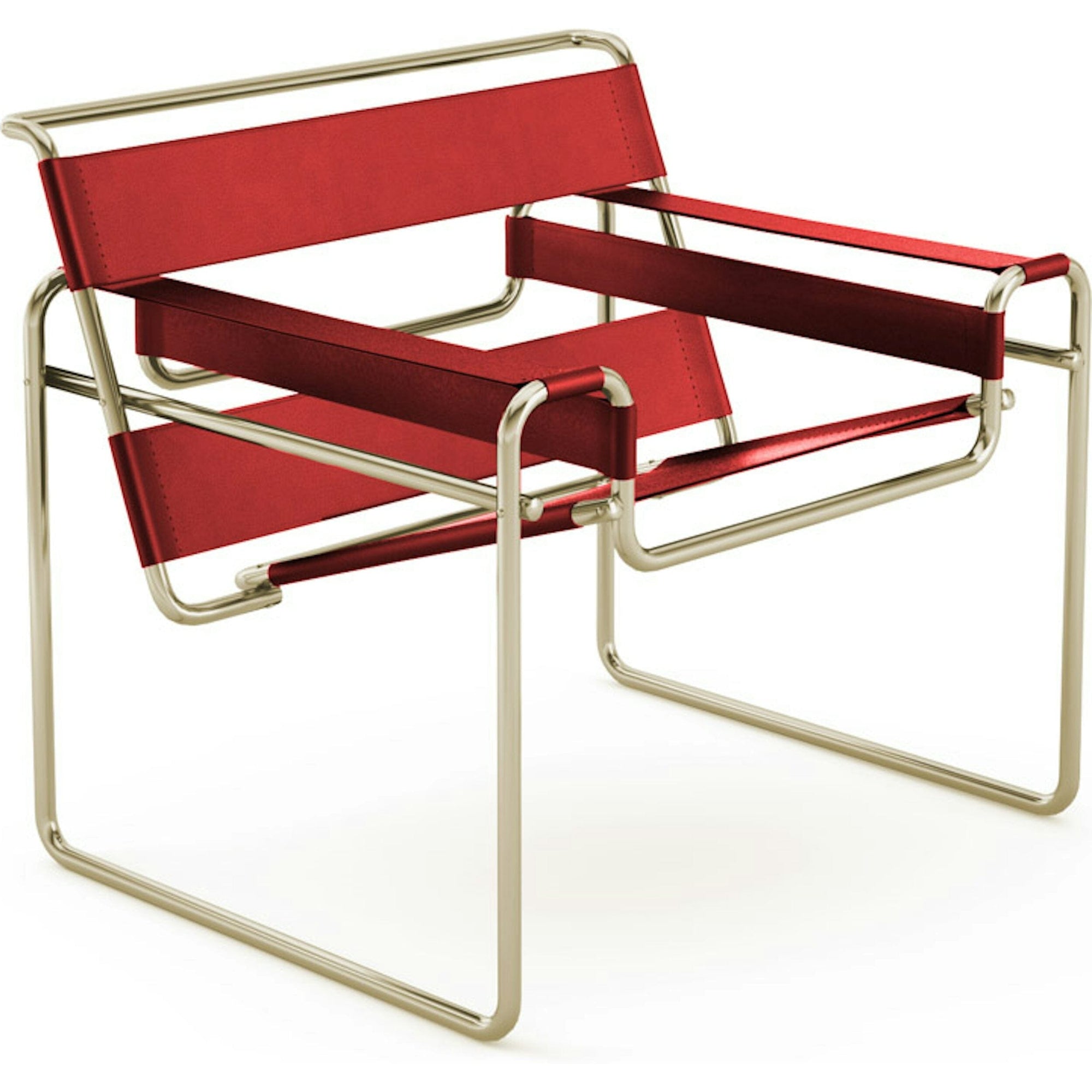 Wassily Chair - Gold lounge chair Knoll Belting Leather Red 