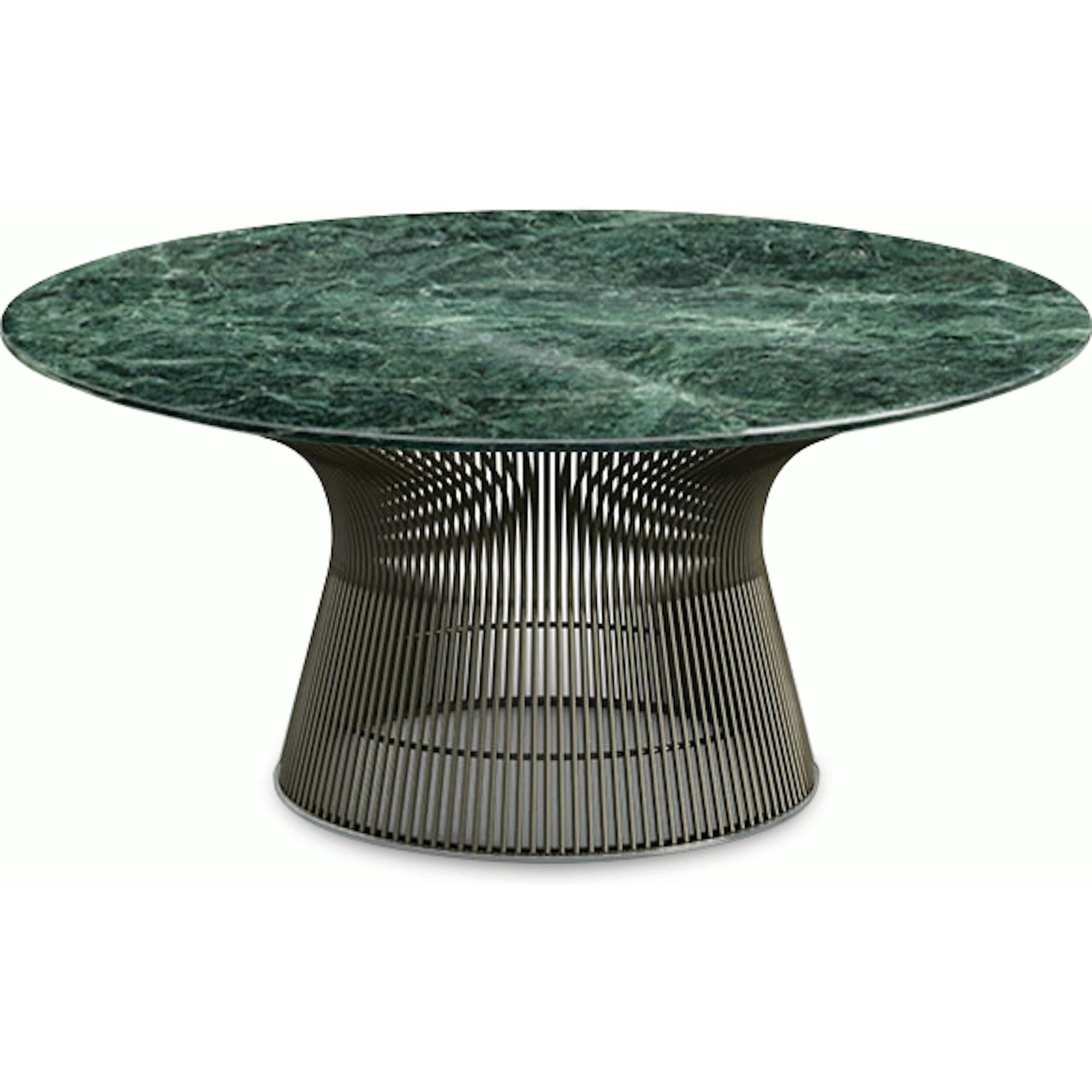 Platner Bronze 36" Coffee Table Coffee Tables Knoll Polished Finish Verdi Alpi Marble Top: Green 