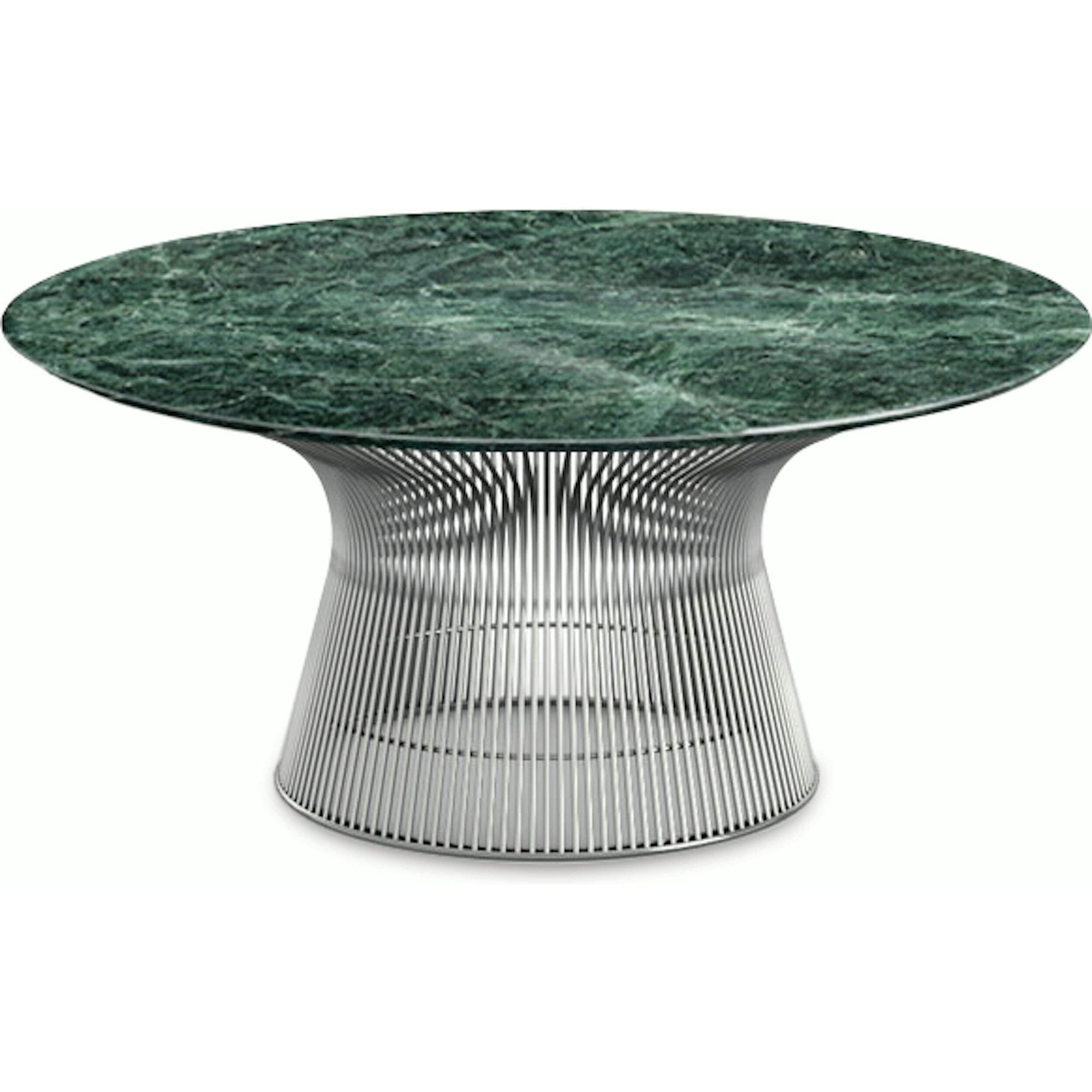 Platner Nickel 36" Coffee Table Coffee Tables Knoll Polished Finish Verdi Alpi Marble Top: Green 