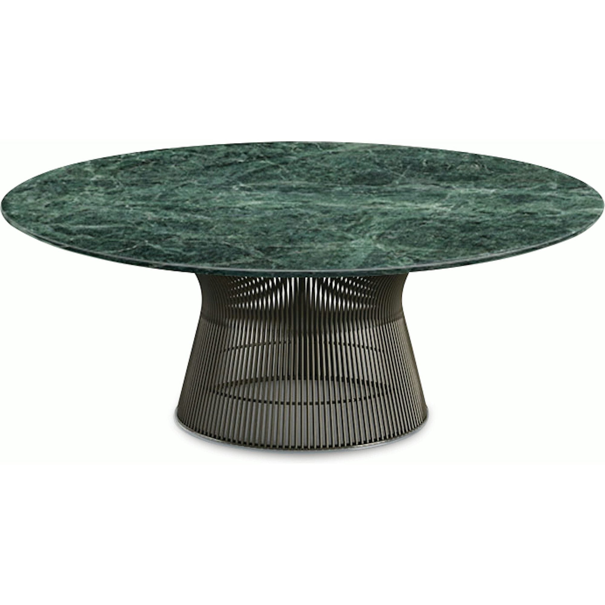 Platner Bronze 42" Coffee Table Coffee Tables Knoll Satin Finish Verdi Alpi Marble Top: Green 