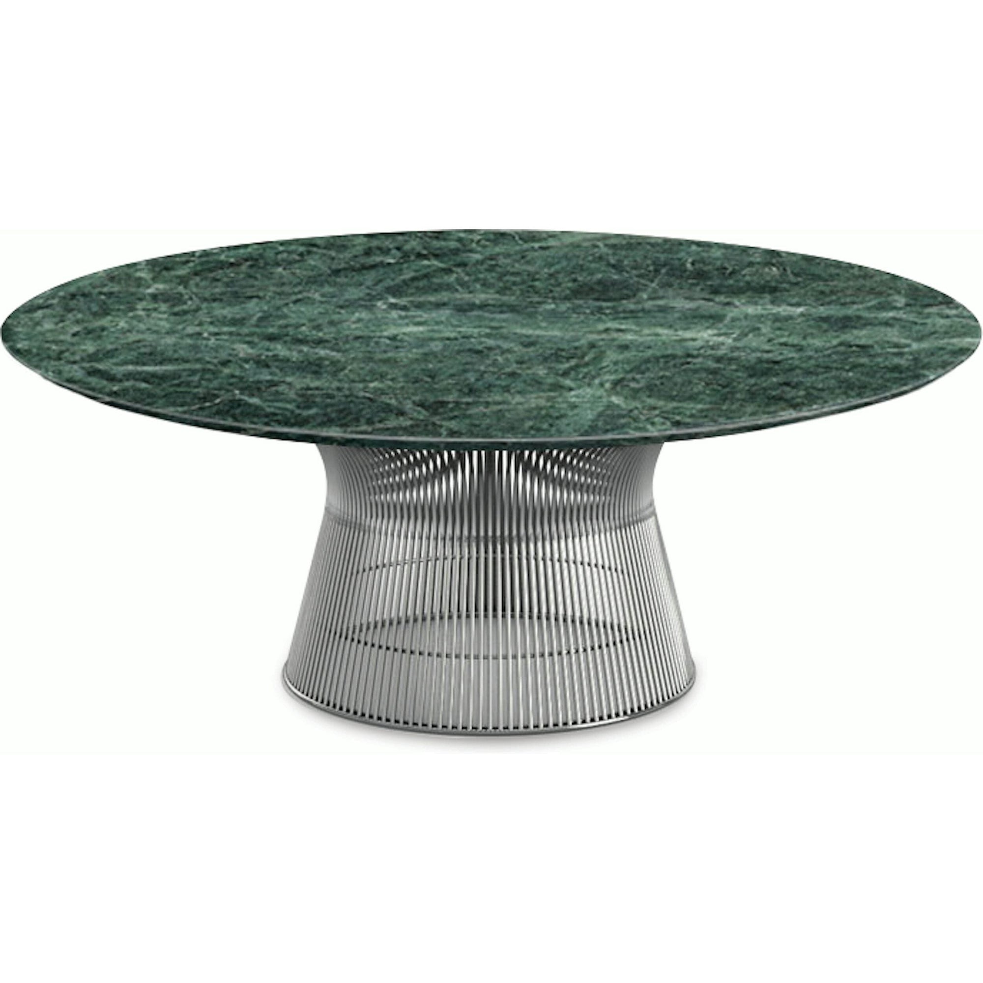 Platner Nickel 42" Coffee Table Coffee Tables Knoll Satin Finish Verdi Alpi Marble Top: Green 
