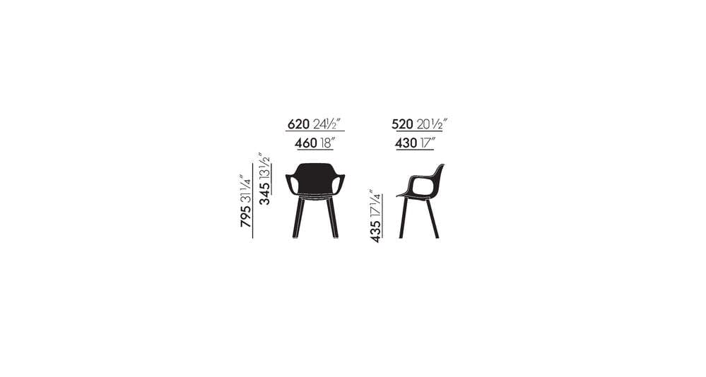 HAL RE Armchair Wood Side/Dining Vitra 