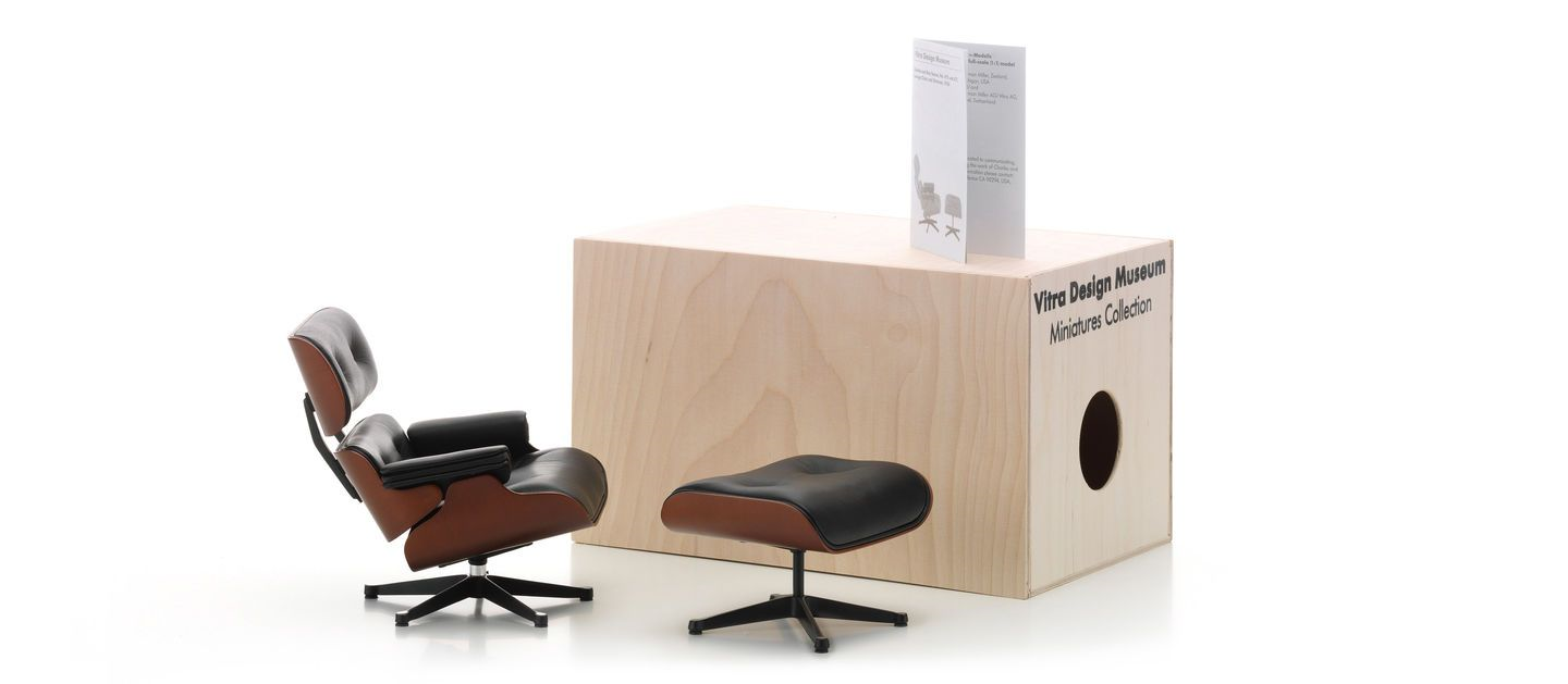 Miniature Eames Lounge Chair and Ottoman Art Vitra 