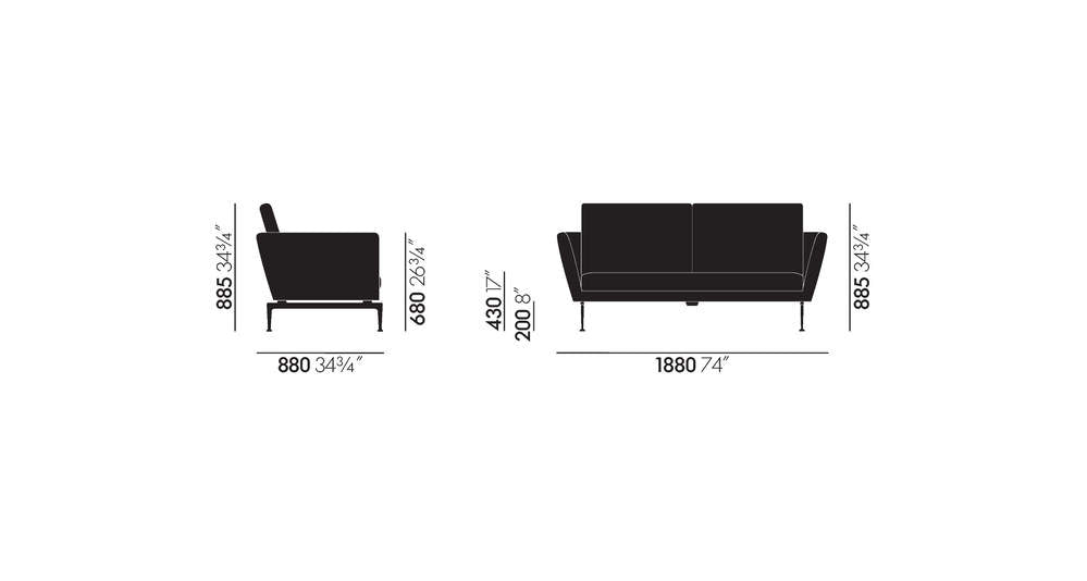 Suita Two-Seater Sofa With Classic Back Cushions