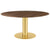 2.0 Round Dining Table Dining Tables Gubi Small Brass base American Walnut Semi Matt Lacquered