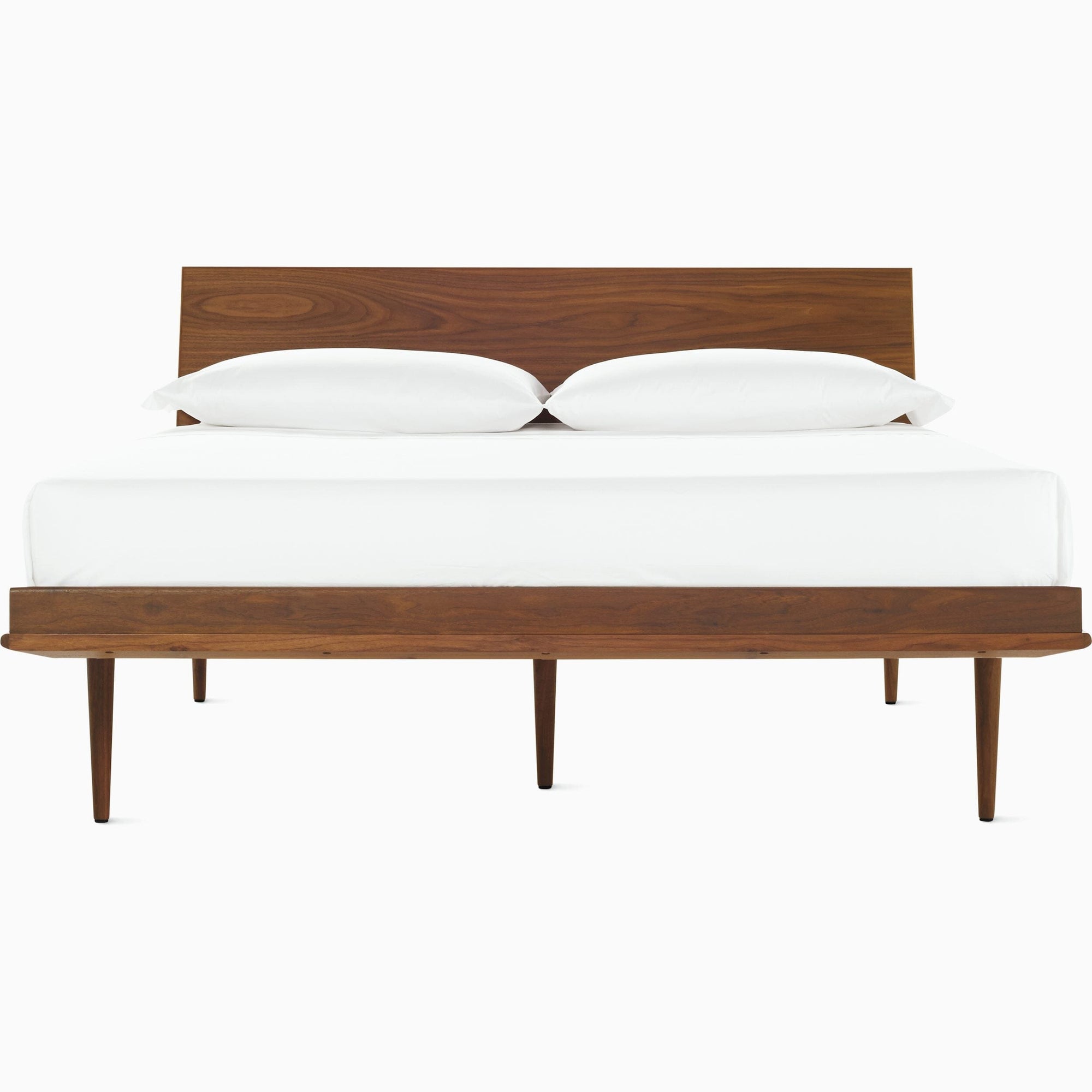 Nelson Thin Edge Bed - Wood Taper Legs Beds herman miller Full Size Veneer Headboard Walnut Frame & Legs Finish