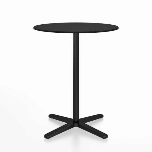 Emeco 2 Inch X Base Counter Table - Round bar seating Emeco 30" / 76cm Black Powder Coated Black HPL