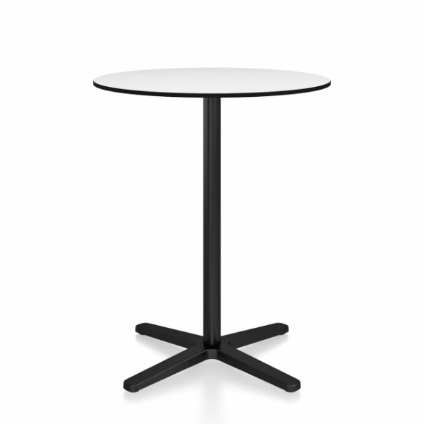Emeco 2 Inch X Base Counter Table - Round bar seating Emeco 30" / 76cm Black Powder Coated White HPL