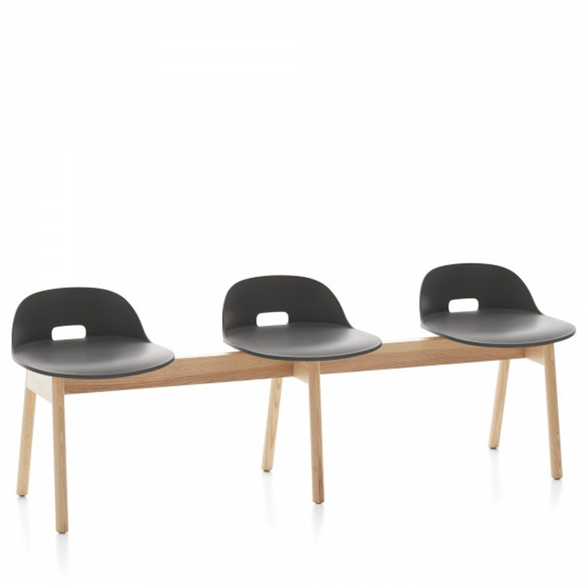 Alfi 3-Seat Low Back Bench Benches Emeco Dark Grey Ash 