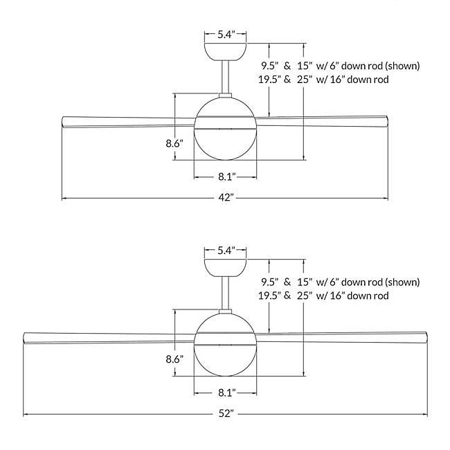 Ball Ceiling Fan 42 Inches Blade Span Ceiling Fans Modern Fan Co 