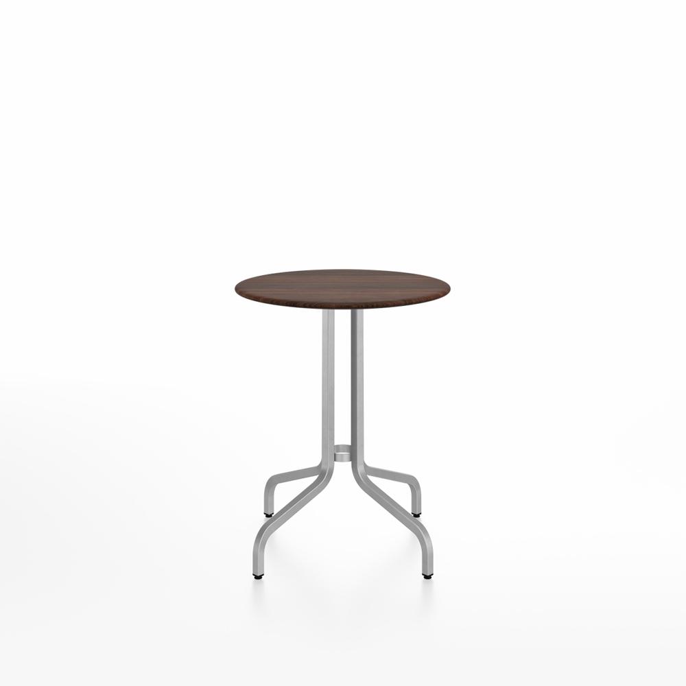 Emeco 1 Inch Cafe Table - Round Top Coffee table Emeco Table Top 24" Brushed Aluminum Walnut Wood