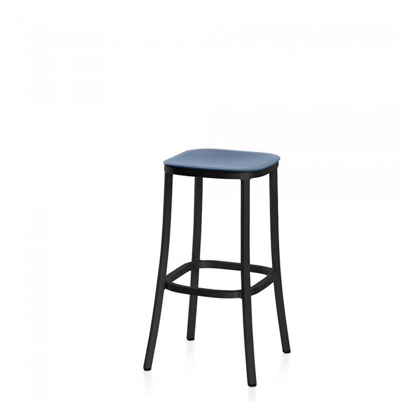 Emeco 1 Inch Bar Stool Stools Emeco DARK POWDER COATED ALUMINUM BLUE 