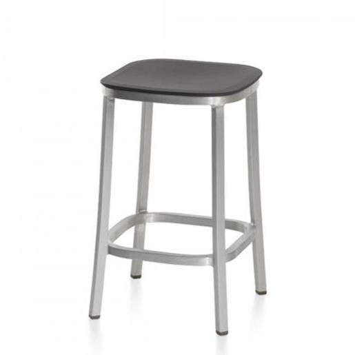 Emeco 1 Inch Counter Stool Stools Emeco HAND BRUSHED ALUMINUM DARK GREY 