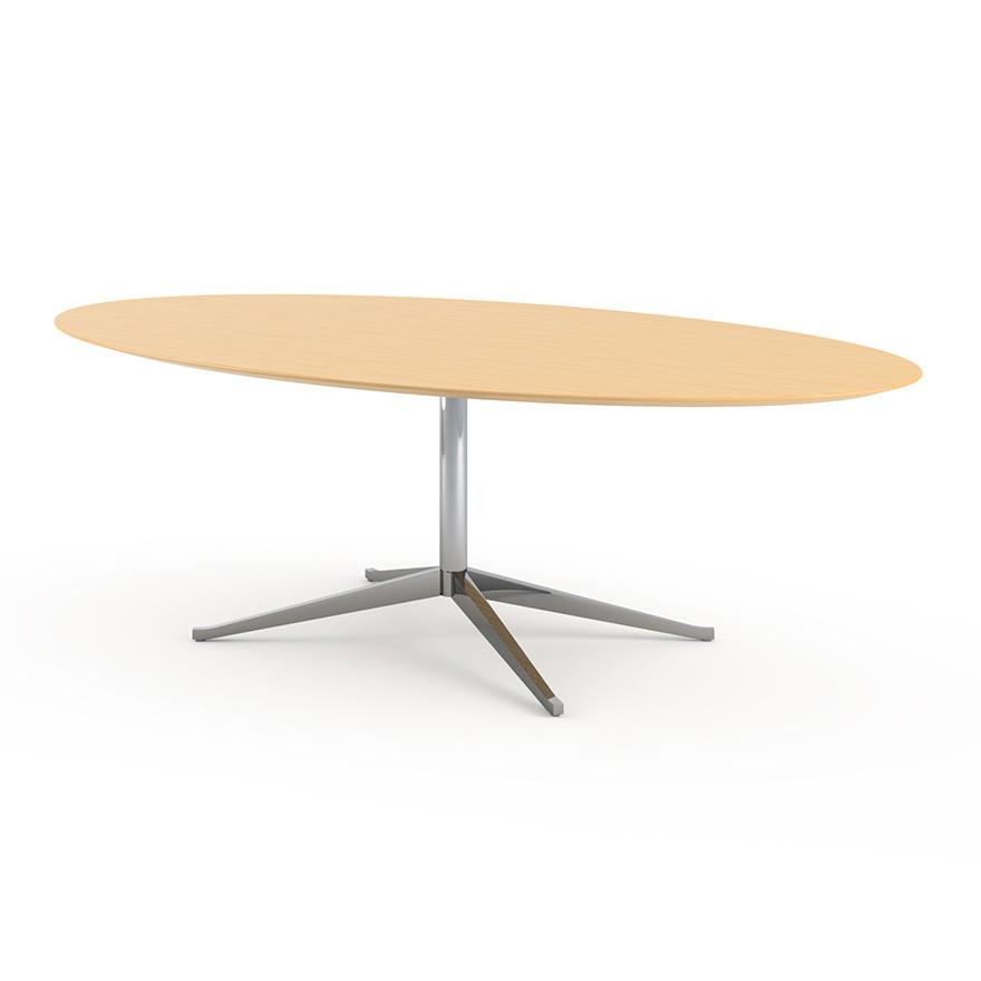 Florence Knoll 96" Oval Table Dining Tables Knoll Polished chrome Natural Oak 