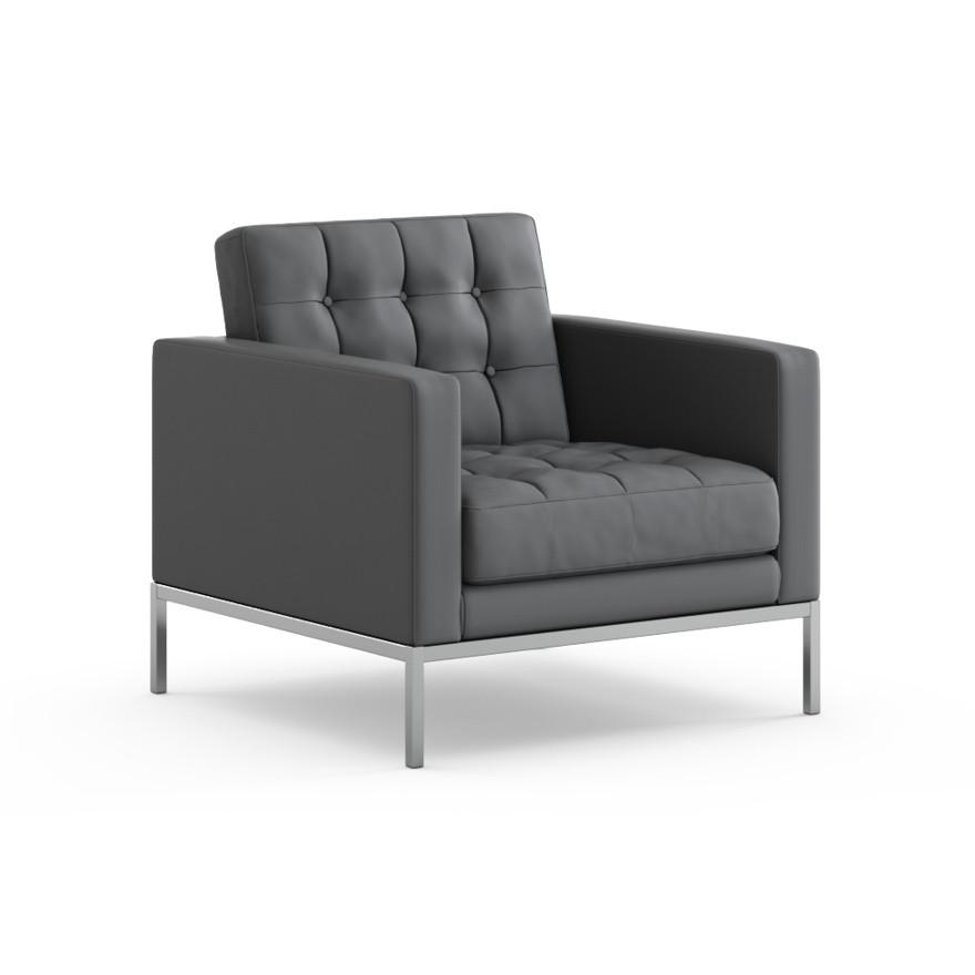 Florence Knoll Relaxed Lounge Chair lounge chair Knoll Prairie Leather - Sterling 