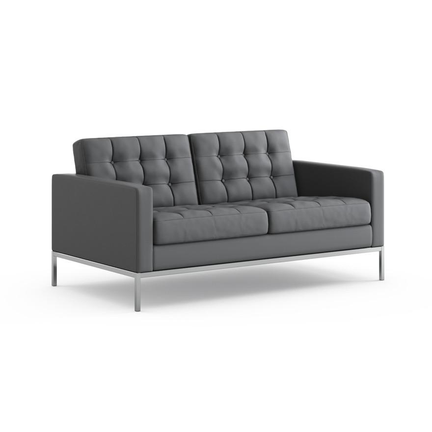 Florence Knoll Relaxed Settee sofa Knoll Prairie Leather - Sterling 