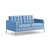 Florence Knoll Relaxed Settee sofa Knoll Acqua Leather - Blue Marlin 