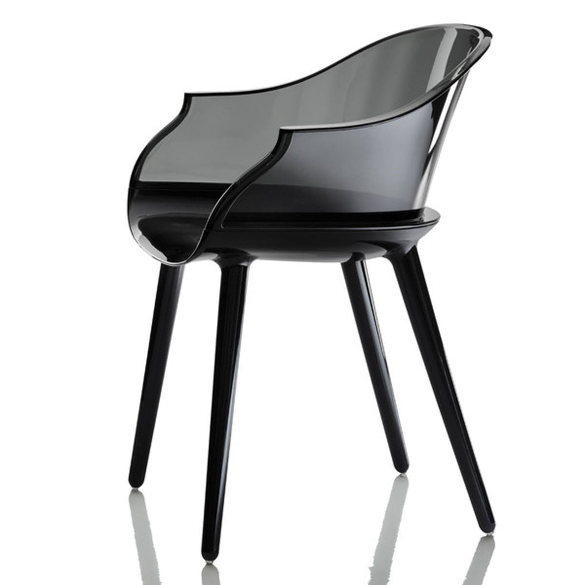 Cyborg Armchair Side/Dining Magis Glossy Black Legs/Transparent Smoke Grey Back 