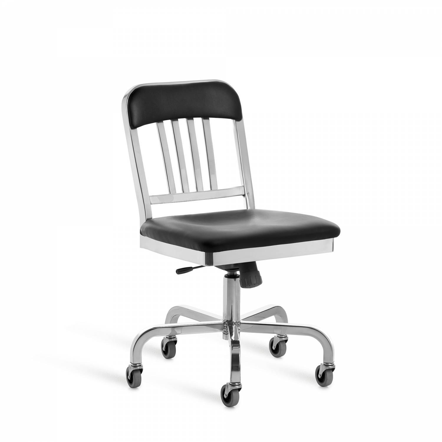 Navy Semi-Upholstered Swivel Side Chair task chair Emeco Hand Polished 