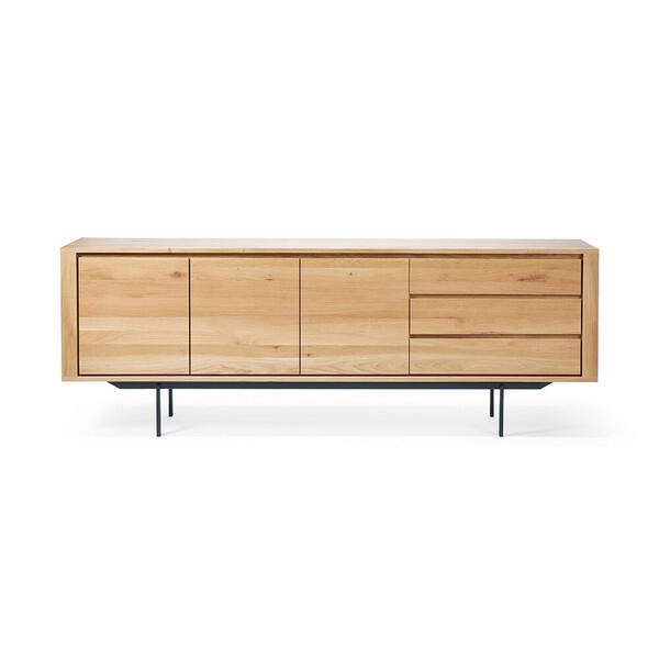 Oak Shadow High Sideboard storage Ethnicraft 3 Door + 3 Drawers Black Metal 