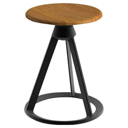 Piton Outdoor Fixed-Height Stool Outdoors Knoll Teak Jet Black 
